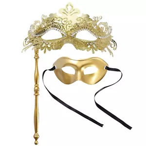 2Stück Halbmasken Halloween Schnürmaske Abnehmbar Handheld Shiny Maske Tragbar - Bild 1 von 72