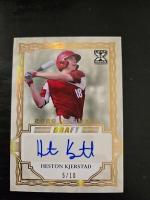 2020 Leaf Ultimate Draft Platinum RC Auto #D /10 Yellow Gold HESTON KJERSTAD - Image 1 of 2