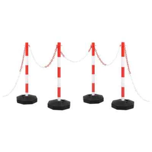 Kettenpfosten Set mit 10m Kunststoffkette Absperrpfosten Absperrkette vidaXL - Bild 1 von 9