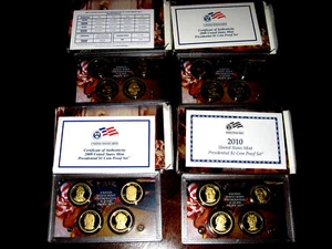 2007 - 2010 Presidential $1 Proof Sets $16 in coins Sealed w/COA and Boxes - Picture 1 of 3