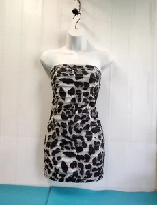 Mini abito da donna Trac sexy senza spalline elasticizzato arricciacapelli stampa leopardata taglia S - Foto 1 di 14