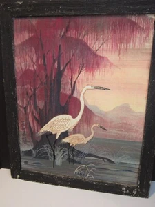 HARRY HERONIM WYSOCKI Art JAPANESE CRANES Fabric Applique Frame Embroidery - Picture 1 of 15