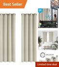 Eyelet Blackout Curtains - Light Beige, 52"X 72", Thermal Insulated, 2 Panels