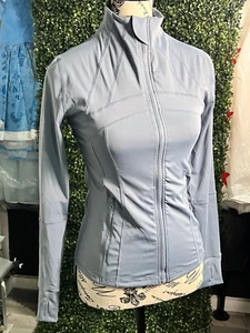 Blue Workout Jacket Size Medium HIgh-Neck - Picture 1 of 2
