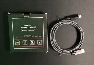 PowerBear HDMI Cable 8 ft. 4K UHD HDMI 2.0 Nylon Braid Cable & Gold Plated Tips - Picture 1 of 1