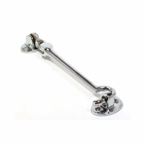 Dzina Cabin Hook Silent Latch Shed Gate Door 100mm (4 Inch) Polished Chrome - Picture 1 of 6