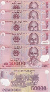 Vietnam 50000 Dong Mixed Year Polymer P 121 UNC LOT 5 PCS - Picture 1 of 3