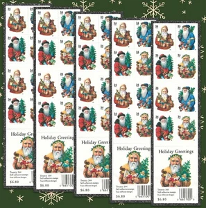 #3537-3540 Holiday Greetings Santa Claus 34¢ - 5 Booklets x20 = 100 Stamps FV$34 - Picture 1 of 5