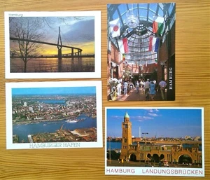 4 cartoline ricordo Amburgo, Germania paesaggi urbani Landungsbrueken 4,5" x 6,5" - Foto 1 di 11