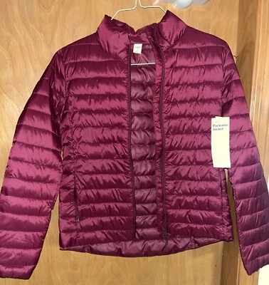 Old Navy Active Burgundy Packable Quilted Nylon Puffer Jacket S NWT (B43) - Image 1 of 4