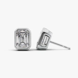 Women Diamond Earring Lab Grown Emerald 2.00 Carat IGI Certified 18k White Gold - Picture 1 of 11