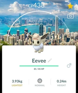 NEW SHINY & Non Shiny Explorer Hat Eevee with Hong Kong Background Pokémon Go - Afbeelding 1 van 4