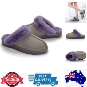 Premium Top Quality UGG wool scuff slippers, Warm Comfy, Grey Violet, AU Stock - Picture 1 of 12