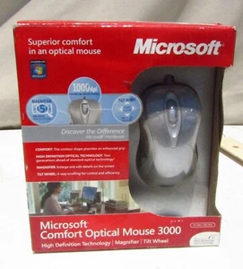 Microsoft Comfort Optical Mouse 3000 Magnifier Tilt Wheel - New Open Box - Picture 1 of 5