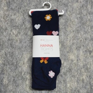 Hanna Andersson Footed Tights Baby Girls 60cm 3-6 Months Navy Blue Patterned - Picture 1 of 8