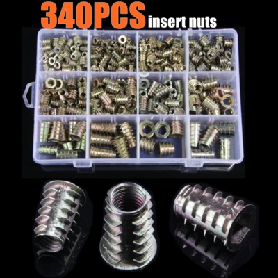 340 Pcs M4-M10 Furniture Threaded Insert Wood Inserts Bolt Furniture Screw in
