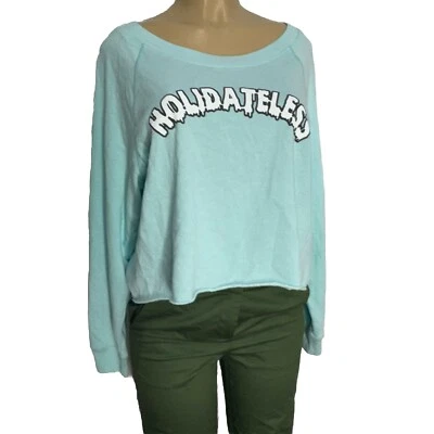 Sudadera con Gráfico Azul Zorro Salvaje Camiseta Recortada Para Mujer Talla M Prendas para el torso Informales Foto 1 de 4