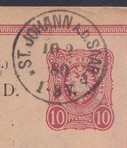 73832) ST. JOHANN A. D. SAAR guter Stempel 1880 auf GA-Postkarte nach Frankreich - Picture 1 of 3