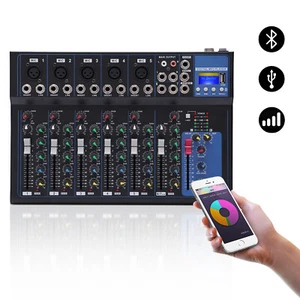 7-Channel Bluetooth Portable Audio Mixer USB DJ Sound Mixing Console Board - Picture 1 of 9