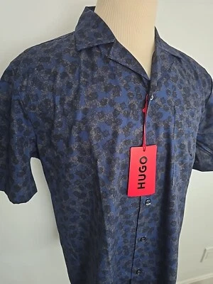 HUGO BOSS Ellino RED TAG NEW Men's Sh/S CASUAL SHIRT SIZE M - Image 1 of 4