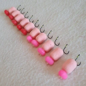 10 X HAIR RIGS PRELOADED WITH 15mm FLO TIGER NUT RED AMO DUMBELL POPUPS DYNAMITE - Picture 1 of 4