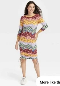 TARGET LATINO HERITAGE MONTH LONG SLEEVE WAVY STRIPED DRAWCORD A-LINE DRESS XS - Picture 1 of 3