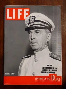LIFE MAGAZINE SEPTEMBER 28 1942 " RARE NEWSTAND COPY ". Admiral Leahy - Picture 1 of 2