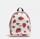 Nwt Coach Mini Court Backpack With Wild Strawberry Print Ch328 Chalk Multi