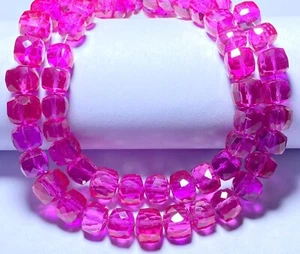 Rarissima scatola cubo sfaccettato zaffiro rosa AAA + pietre preziose perline... - Foto 1 di 4