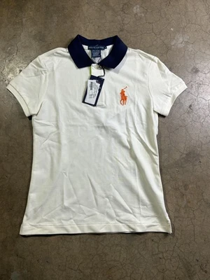 Ralph Lauren Polo Shirt Womens Small White Navy Tennis Big Pony Stretch Sport - Image 1 of 4