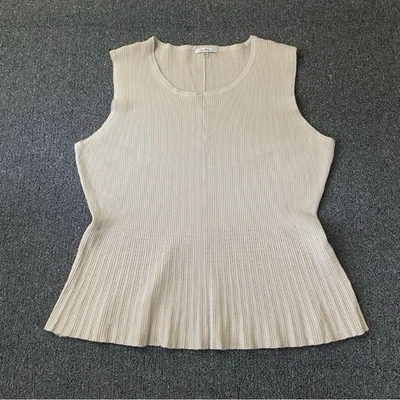 Camiseta sin mangas Vila Milano acanalada minimalista tranquila de lujo básica marfil crema para mujer XL Foto 1 de 4
