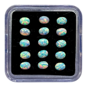15 Pcs Australian Opal 4x3mm Oval Cabochon AAA Quality Lab Created Gemstone Lot - Picture 1 of 7