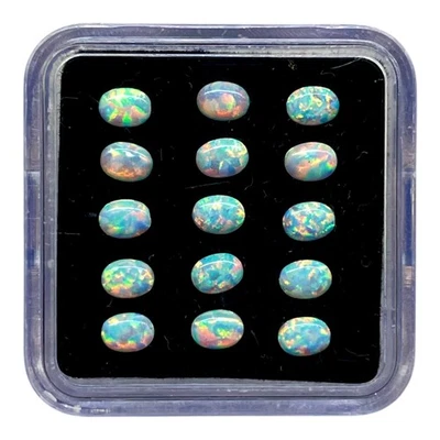 15 Pcs Australian Opal 4x3mm Oval Cabochon AAA Quality Lab Created Gemstone Lot - Image 1 of 4