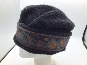 Vintage REI Fleece Bucket Hat Black Sherpa Sz Small Medium Tapestry P4 - Picture 1 of 3