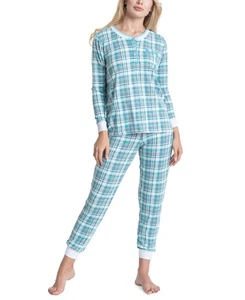 Muk Luks Bedrucktes Henley Oberteil & Hose 2-teiliges Pyjama Set Größe L - Bild 1 von 1