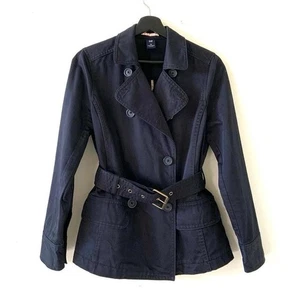 Y2K GAP VERWASCHENER SCHWARZER TRENCHCOAT MIT GÜRTEL/XSMALL - Bild 1 von 6
