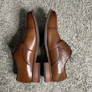Scarpa Oxford Florsheim uomo 11 marrone cognac blaze punta cappuccio abito da lavoro formale nuova con etichette - Foto 1 di 9