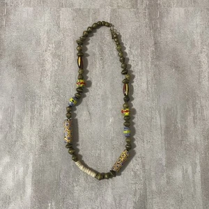 Venetian Millefiori Glass & Brass African Trade Beads 20” Vtg Antique B2 - Picture 1 of 12