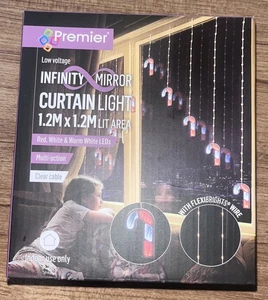 Premier Infinity Candy Cane Curtain Light LV246239 1.2m X 1.2M - 528 LEDs *NEW* - Picture 1 of 8