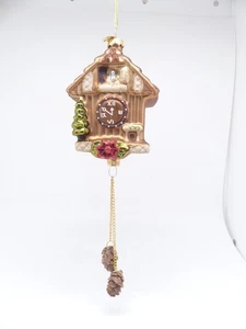 Adornos de árbol de Navidad reloj de cuco vidrio 22 cm marrón decoración de Navidad colgante de Navidad - Imagen 1 de 7