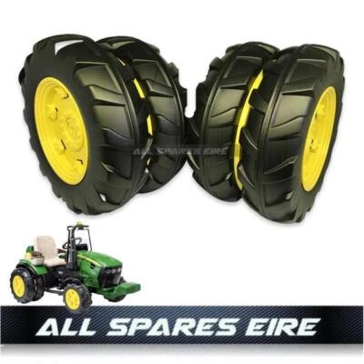 JOHN DEERE DUAL FORCE TRACTOR 12 VOLT PEG PEREGO REPLACEMENT REAR WHEELS TYRES - Image 1 of 4