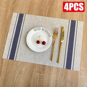 Set of 4 PVC Kitchen Table Placemats Non-Slip Heat Insulation Dining Place Mats - Picture 1 of 5