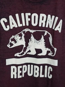 California Republic T-Shirt Grizzly Distressed Bear Herren Grafik Burnout Small - Bild 1 von 5