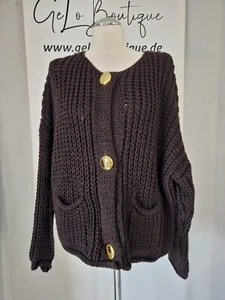 Damen Cardigan Strickjacke Braun goldenen Knöpfe - Einheitsgrösse - Bild 1 von 1