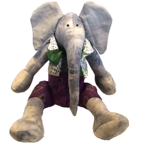 ELEPHANT STUFFED MOVEABLE LIMBS 11" BUTTONS - Picture 1 of 14