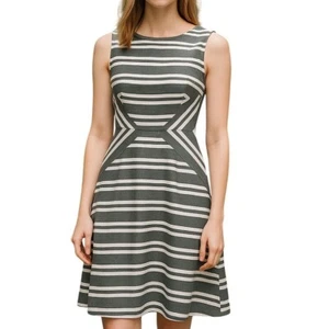 Calvin Klein gestreiftes ärmelloses Kleid grau weiß Damengröße 8 - Bild 1 von 7