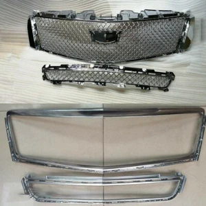 Parrillas de parachoques de malla delantera cromadas para Cadillac XTS 2013-2017 rejilla superior e inferior - Imagen 1 de 3