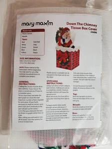 Mary Maxim Down the Chimney 24496 plastic canvas tissue box cover Santa holiday - Picture 1 of 3