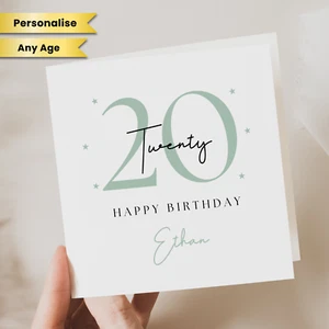 Personalised 20th Happy Birthday Card 20 Years Old Birthday Card Grandson Son - Picture 1 of 2