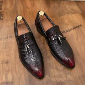 British Mens Slip on Loafers Pointy toe Alligator Leather Dress Formal Shoes new
